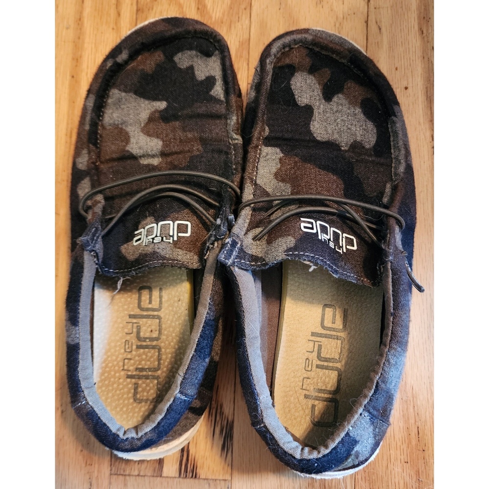 Hey Dude Wally‎ Linen Youth Camo Slip On Loafers Casual Shoes Size Y6/L7